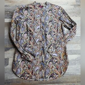 J. Crew Liberty of London Art Paisley Popover Long Sleeve Blouse Size 00